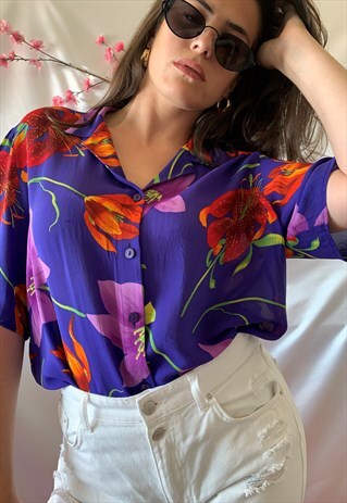 VINTAGE 80S PER TE BY KRIZIA OVERSIZE FLORAL PRINT SHIRT