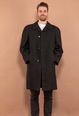 Vintage 80's Men Wool Coat in Grey