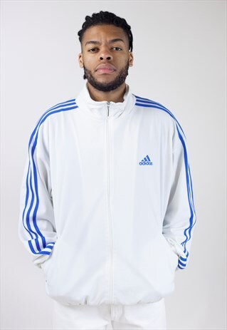 VINTAGE 90S ADIDAS WHITE/BLUE SPORTS JACKET