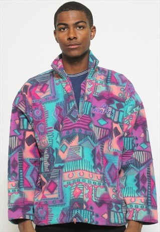 VINTAGE KAPPA 1/4 ZIP CRAZY PATTERN FLEECE