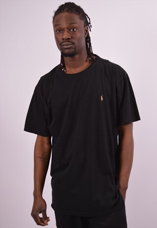 POLO RALPH LAUREN MENS VINTAGE T-SHIRT TOP XL BLACK 90S