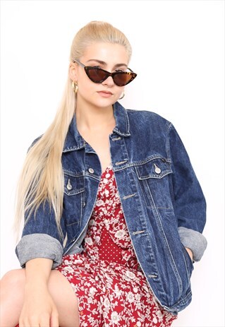 VINTAGE 90S DARK BLUE DENIM OVERSIZED JACKET