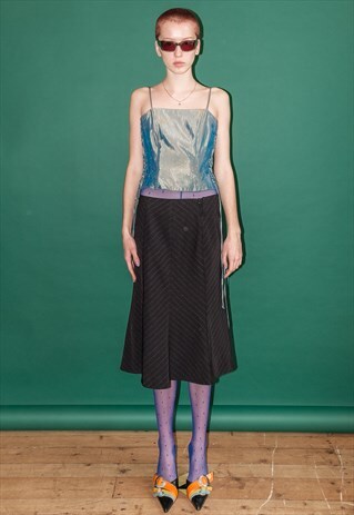 VINTAGE Y2K STRIPED MIDI SKIRT / 2000S