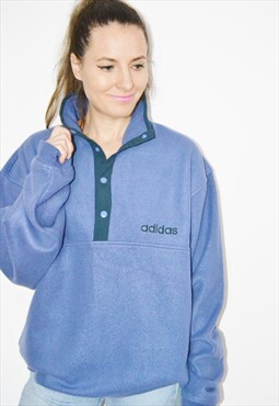 Vintage 90s ADIDAS 1/4 Embroidered Logo Fleece Sweatshirt