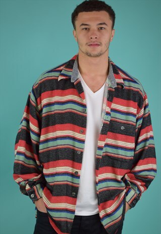 VINTAGE 90'S STRIPED FLANNEL SHIRT