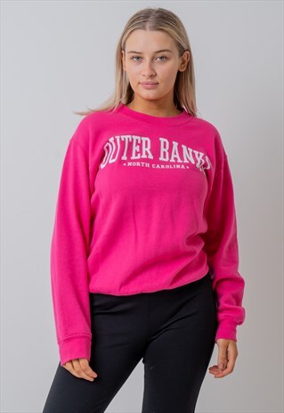 VINTAGE OUTER BANKS GRAPHIC SWEATSHIRT IN PINK SMALL