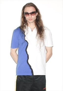 Vintage 90s polo shirt in white / blue