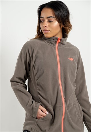 VINTAGE THE NORTH FACE FULL ZIP FLEECE GREY PINK