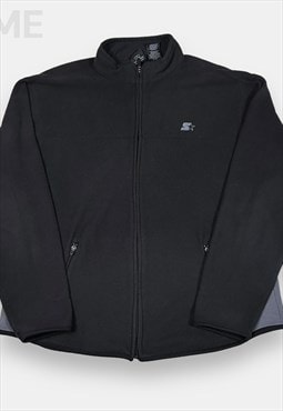 Starter vintage embroidered black and grey fleece jacket L
