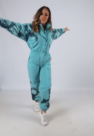 VINTAGE SNOW GRIMP FULL SKI SUIT SNOW PETITE UK 8 XS (K4O)