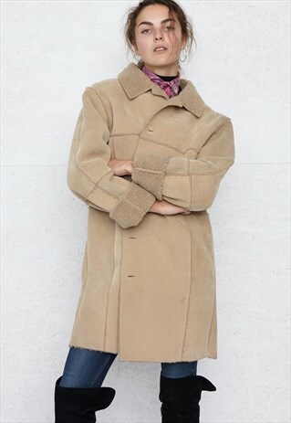 VINTAGE BEIGE SHEARLING COAT