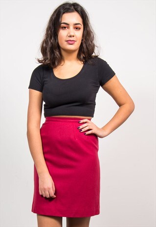 VINTAGE 90'S RED STRAIGHT MINI PENCIL SKIRT