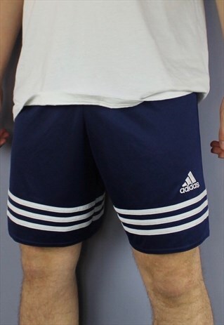 VINTAGE ADIDAS SHORTS IN NAVY WITH EMBROIDERED LOGO. MISSING