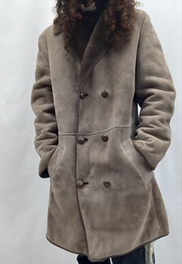 Vintage Oakleaf Sheepskin Coat Brown Shearling 