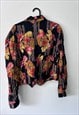 RETRO BLACK FLORAL SUMMER JACKET - LARGE