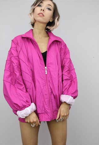 VINTAGE 80S 90S OVERSIZED SHELL SUIT FESTIVAL JACKET