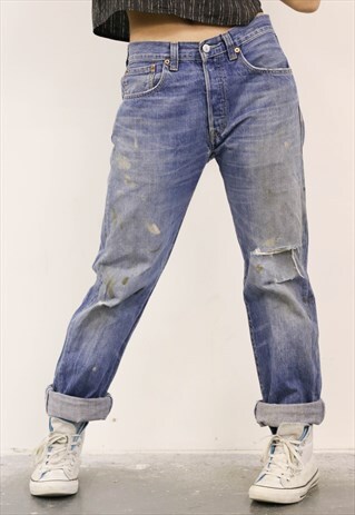 LEVI'S VINTAGE BLUE PAINT 501 MOM JEANS