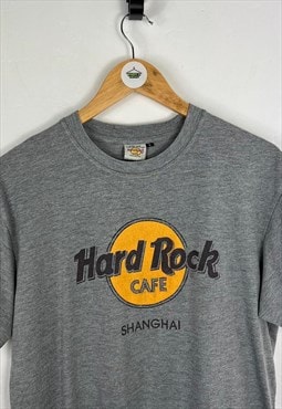 Hard Rock Cafe Men's Grey and Yellow T-shirt