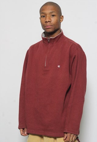 VINTAGE CHAMPION RED 1/4 ZIP SWEATSHIRT