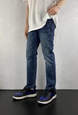 Slim Fit Dark Blue Levis 511 Slim Jeans Distressed Paint Dot