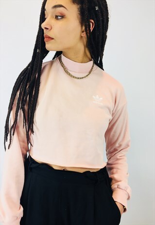 VINTAGE ADIDAS EMBROIDERED TREFOIL CROPPED SWEATSHIRT