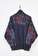 VINTAGE FLEECE 1/4 ZIP RETRO PATTERN NAVY XL