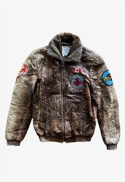 Vintage 80s Men's D'Artisan Brown Leather Pilot Jacket