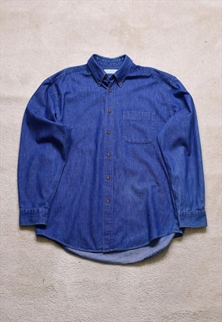 Vintage 90s St Michael Blue Denim Shirt
