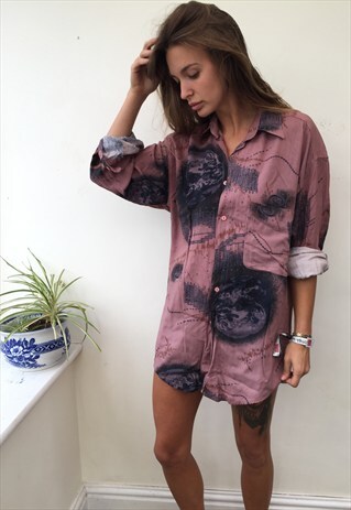 LONG SLEEVED PATTERN OVERSIZED VINTAGE UNISEX FESTIVAL SHIRT