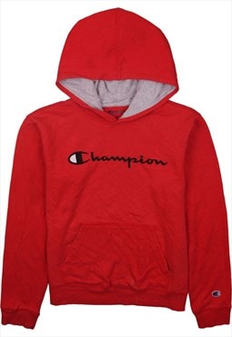 Vintage 90's Champion Hoodie Spellout Pullover Red XLarge