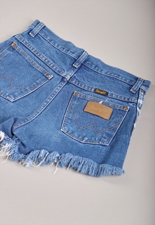 Vintage Wrangler Denim Shorts Blue High Waist Cut Offs W26