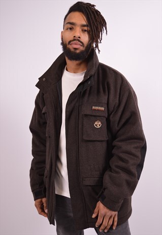 NAPAPIJRI MENS VINTAGE JACKET LARGE BROWN 90S
