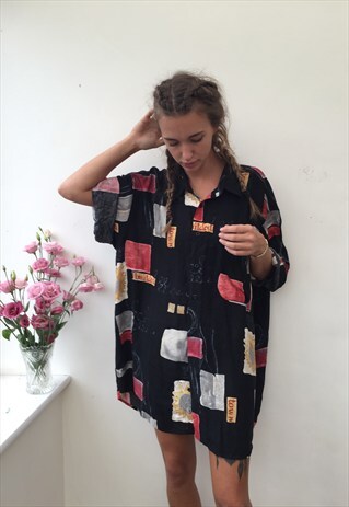 CRAZY PATTERNED OVERSIZED RETRO VINTAGE UNISEX FESTIVAL SHIR