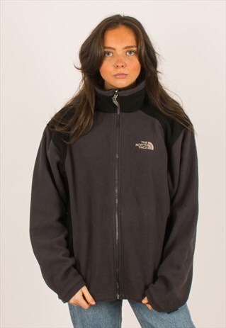 VINTAGE GREY BLACK NORTH FACE FULL ZIP FLEECE MEDIUM