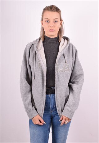 FILA WOMENS VINTAGE HOODIE JACKET XL GREY 90S