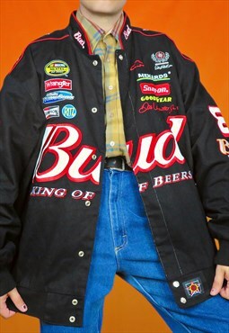 Vintage Budweiser Beer Racing NASCAR Bomber Jacket