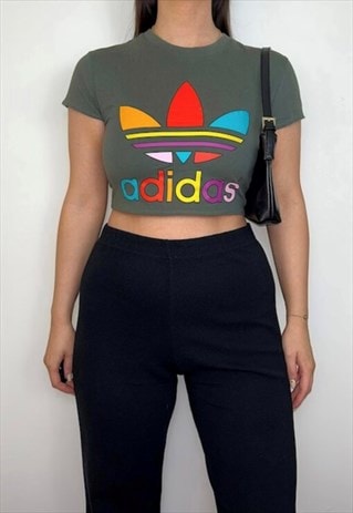 ADIDAS KHAKI BABY TEE TANK CROP TOP