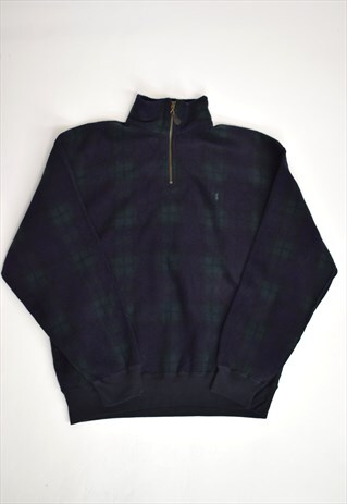 VINTAGE 90S POLO RALPH LAUREN GREEN NAVY PLAID FLEECE