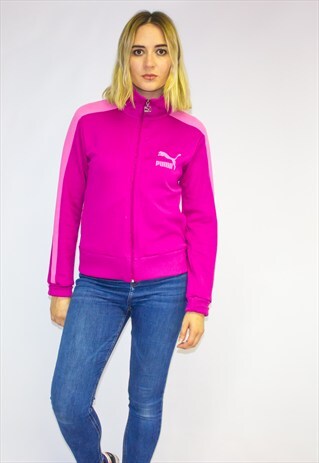 VINTAGE 80'S PINK ZIP UP PUMA JACKET