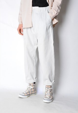 VINTAGE 80S BEIGE STRIPED PANTS