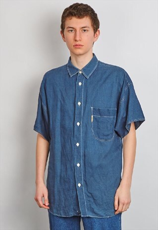 VINTAGE 90'S ARMANI DARK WASH DENIM SHIRT
