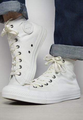 VINTAGE 90S CONVERSE WHITE HI-TOPS TRAINERS PREPPY RETRO