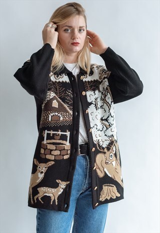 VINTAGE FUNKY 80S WINTER CARDIGAN WITH PATTERN