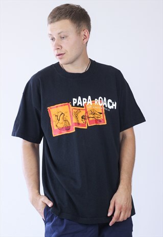 2002 VINTAGE MENS PAPA ROACH TOUR BIG LOGO T-SHIRT