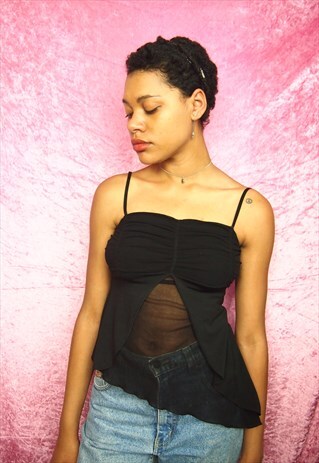 BLACK CAMI SHEER TOP
