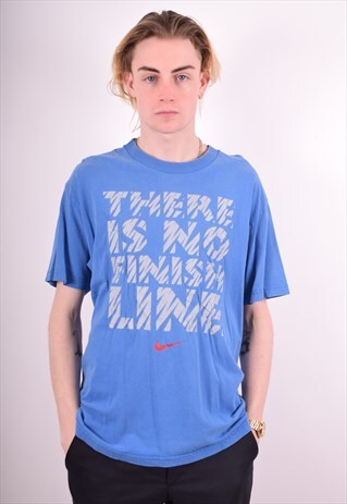 NIKE MENS VINTAGE T-SHIRT TOP LARGE BLUE 90S