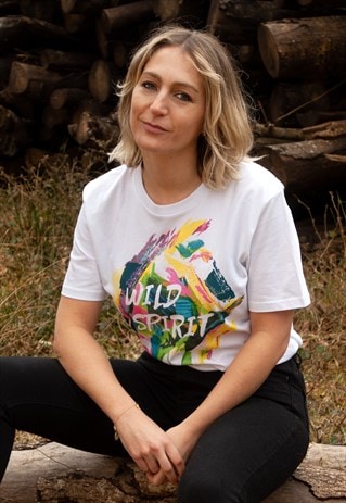 WILD SPIRIT SPLASH PRINT ORGANIC COTTON WHITE T-SHIRT