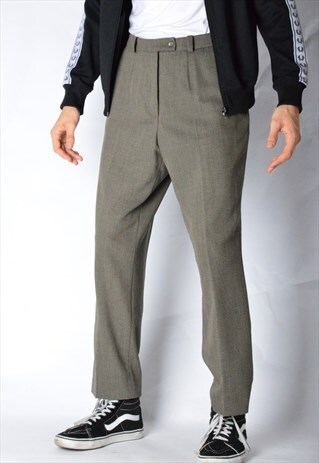 VINTAGE 90S UNISEX KHAKI BROWN WOOL BLEND PANTS