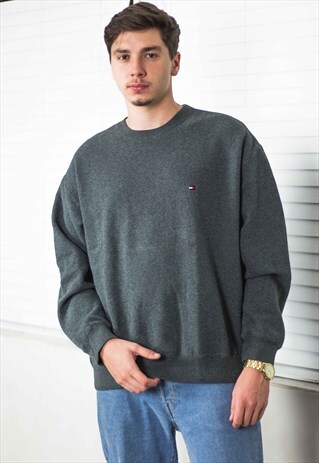VINTAGE TOMMY HILFIGER SWEATSHIRT JUMPER LOGO 90S L 16.9