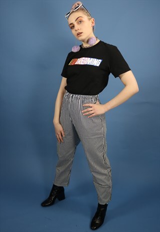BLACK AND WHITE HIGH WAIST TROUSERS/JOGGERS/PANTS